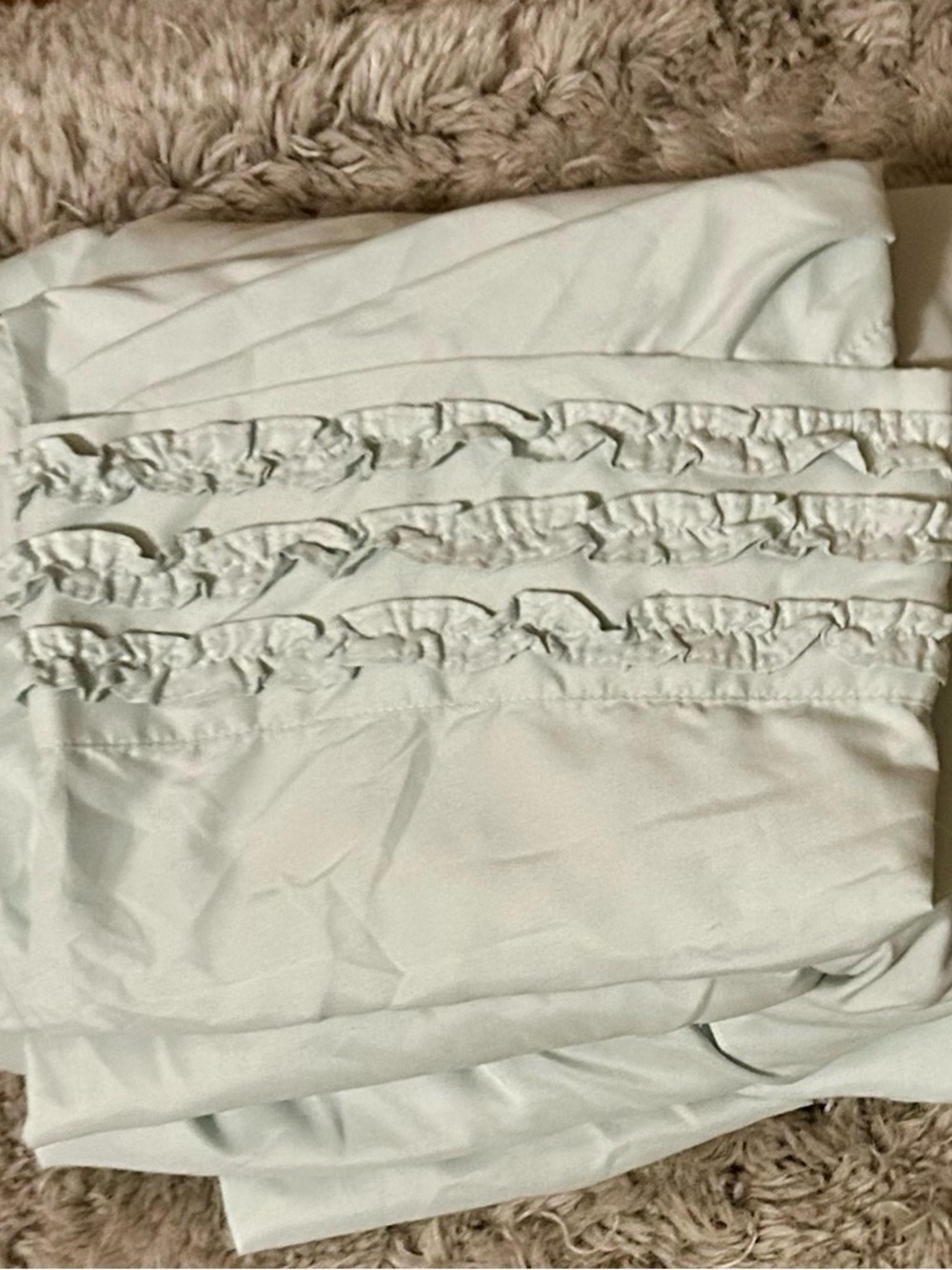 Light Mint Ruffle 3 Piece Twin Sheet Set